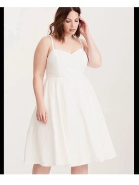 Torrid NWT Size 24 Ivory Lace Piping Tank Skater Tulle Dress Bridal Wedding $75